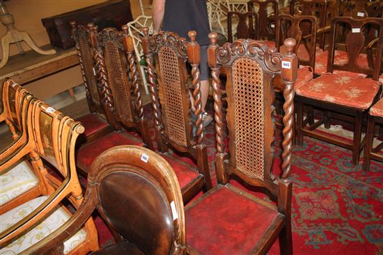 Set 4 Charles II style carved oak chairs